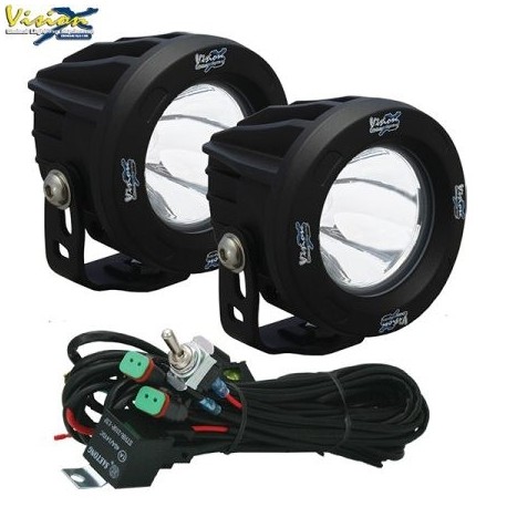 Phare LED Rond Ø3.7'' VISION X OPTIMUS Noir 10W 1.052LM Faisceau Spot (LP) 10° (kit)