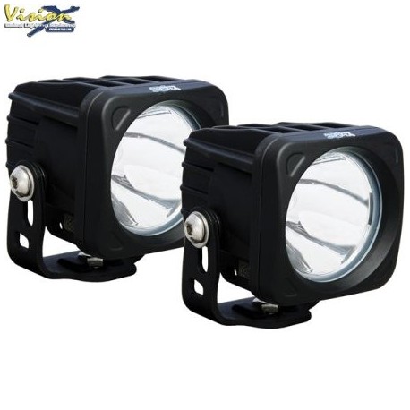 Phare LED Carré 3'' VISION X OPTIMUS Noir 10W 1.052LM Faisceau Spot (LP) 20° (kit)