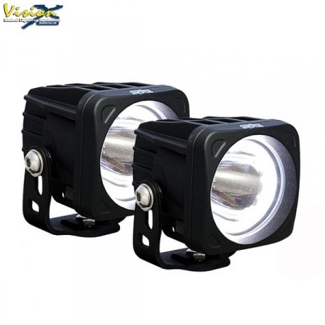 Phare LED Carré 3'' VISION X OPTIMUS HALO Noir 10W 1.052LM Faisceau Spot (LP) 15° (kit)