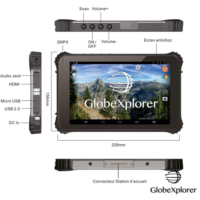Achetez GlobeXplorer - TABLETTE ANTICHOC ET ETANCHE GLOBEXPLORER X8 au  meilleur prix chez Equip'Raid
