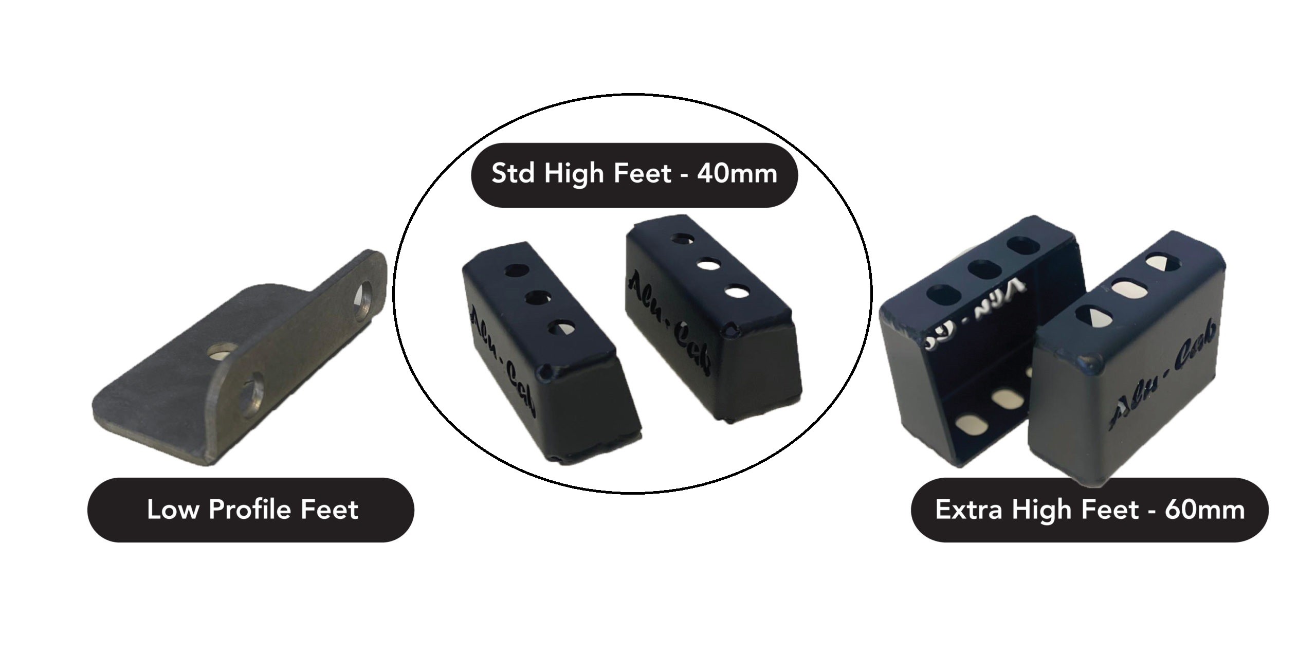 Jeu de 4 pieds ALU-CAB High Profile 40mm pour 2 barres de toit ALU-CAB