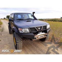 Pare-choc avant ROCK ARMY en acier avec platine treuil intégrée et protection avant 5mm Nissan Patrol GR 61 1997-2005