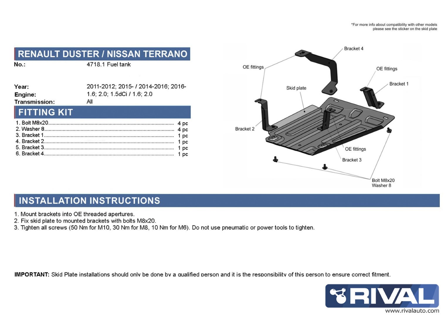 Protection réservoir carburant RIVAL 2333.4718.1 • Aluminium embouti 3mm