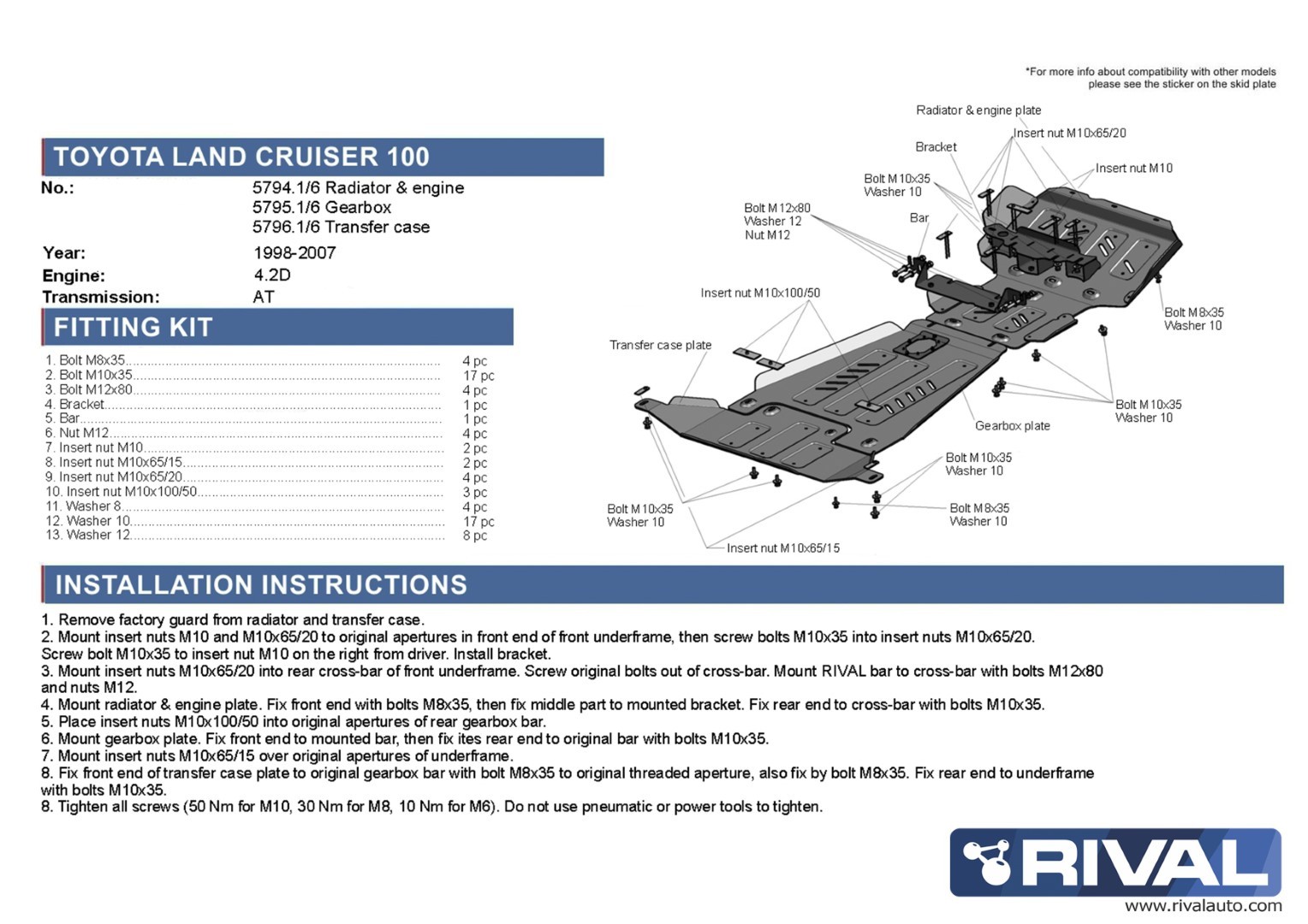 Protection boite de transfert RIVAL 2333.5796.1.6 • Aluminium embouti 6mm