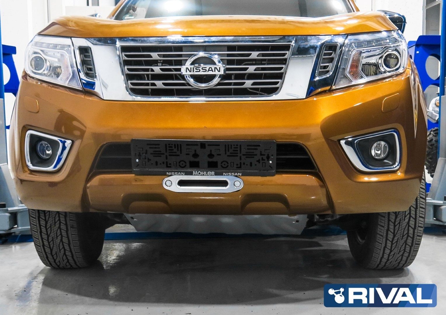 Platine de treuil RIVAL 2L.4101.2 pour pare-choc origine • Nissan Navara NP300 2015-2021