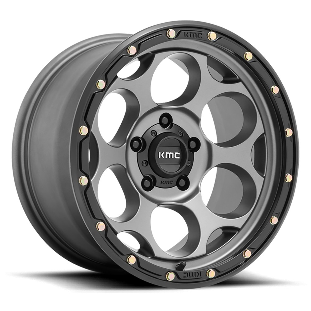 Jante aluminium 4x4 KMC KM541 Dirty Harry Satin Gray W/ Black LIP • 17"x8.5" • 5x127 • CB71.5 • ET18