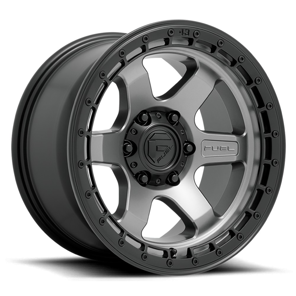 Jante aluminium 4x4 FUEL D752 Block Matte Gunmetal/Black Ring • 17"x9" • 6x114.3 • CB66.3 • ET1