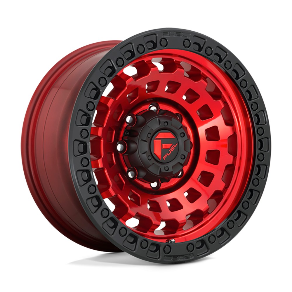 Jante aluminium 4x4 FUEL D632 Zephyr Candy RED Black Bead Ring • 17"x9" • 8x165.1 • CB125.1 • ET-12