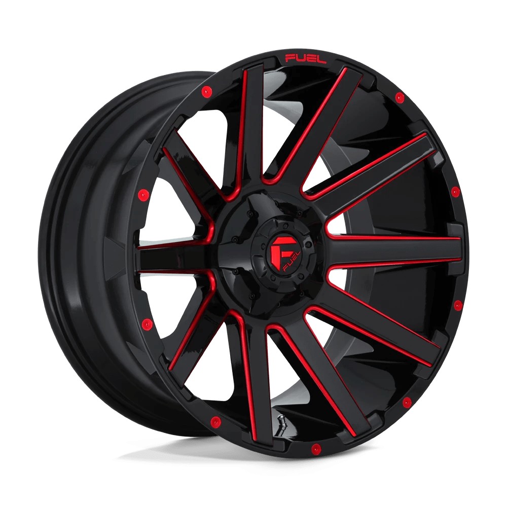 Jante aluminium 4x4 FUEL D643 Contra Gloss Black RED Tinted Clear • 18"x9" • 6x139.7 / 6x135 • CB106.1 • ET-12