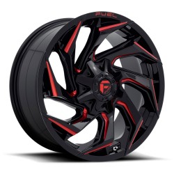 Jante aluminium 4x4 FUEL D755 Reaction Gloss Black Milled W/ RED Tint • 20"x9" • 5x127 / 5x114.3 • CB78.1 • ET1 