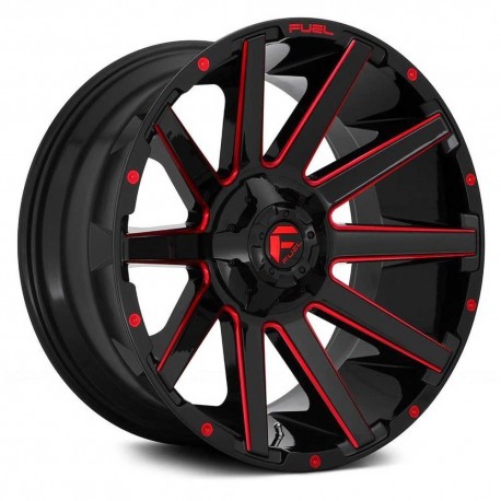 Jante aluminium 4x4 FUEL D643 Contra Gloss Black/Red Tinted Clear Accents • 20"x9" • 5x127 / 5x114.3 • CB78.1 • ET1 