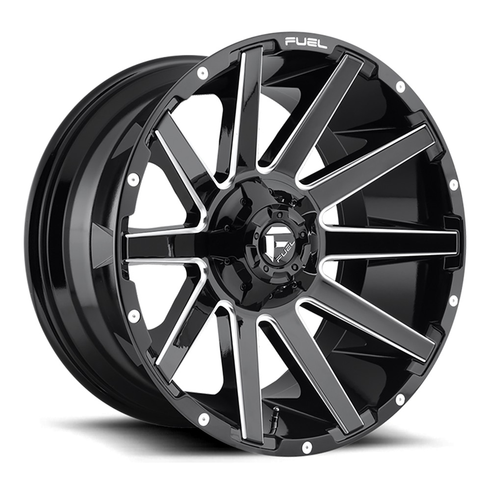 Jante aluminium 4x4 FUEL D615 Contra Gloss Black Milled • 20"x10" • 5x139.7 / 5x150 • CB110.1 • ET-18