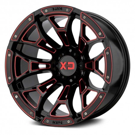 Jante aluminium 4x4 KMC XD841 Boneyard Gloss Black Milled With Red Tint XD Series • 20"x10" • 6x139.7 • CB106.25 • ET-18 