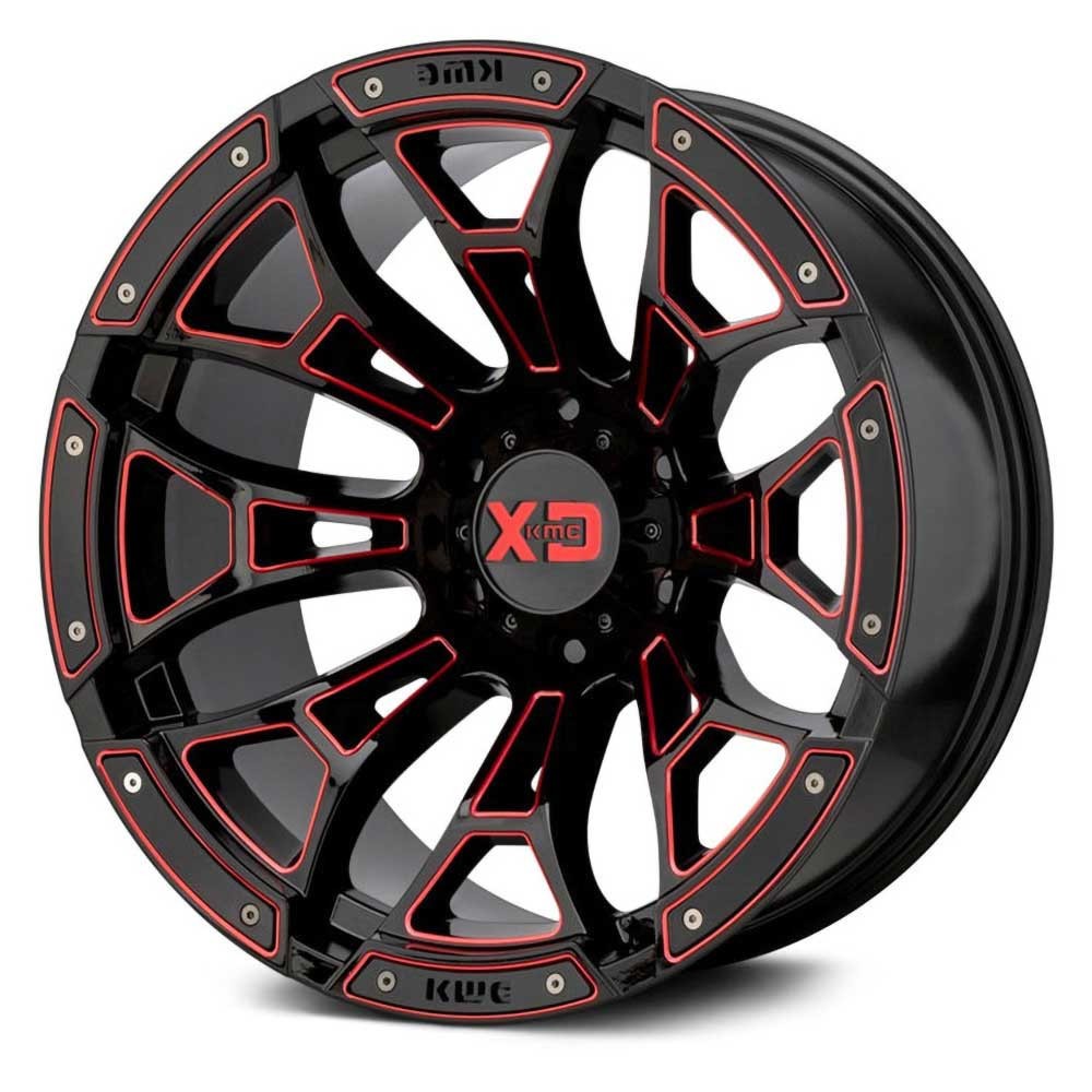 Jante aluminium 4x4 KMC XD841 Boneyard Gloss Black Milled With Red Tint XD Series • 20"x10" • 6x139.7 • CB106.25 • ET-18