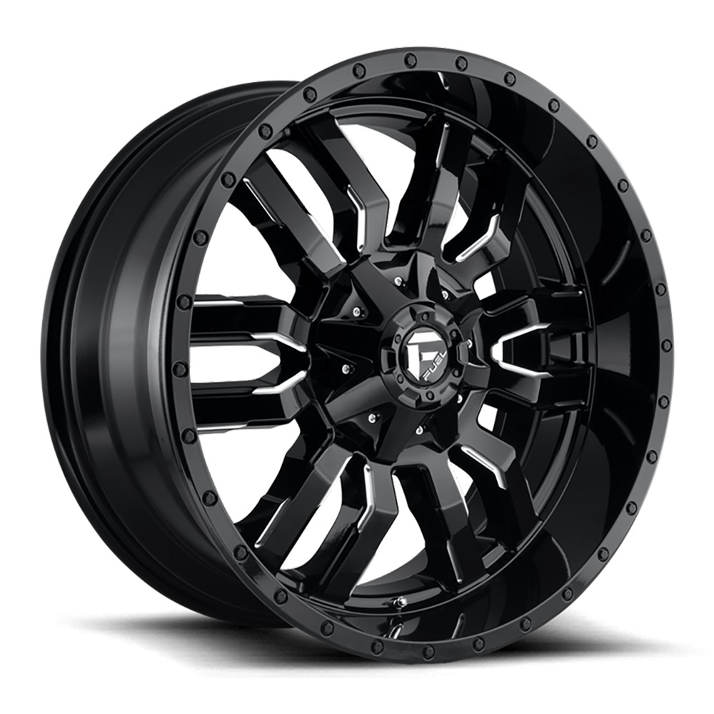 Jante aluminium 4x4 FUEL D595 Sledge Gloss Black Milled • 20"x10" • 6x139.7 / 6x135 • CB106.1 • ET-19