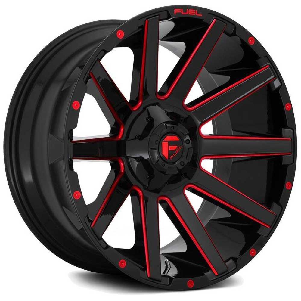 Jante aluminium 4x4 FUEL D643 Contra Gloss Black/Candy Red • 22"x10" • 6x139.7 / 6x135 • CB106.1 • ET-19