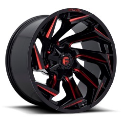 Jante aluminium 4x4 FUEL D755 Reaction Gloss Black Milled W/ RED Tint • 22"x10" • 6x139.7 / 6x135 • CB106.1 • ET-18 